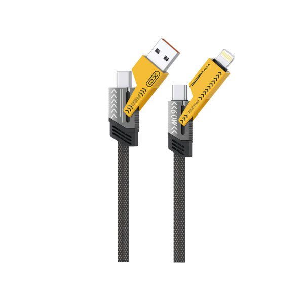 XO cabel NB283 4w1 USB-C - Lightning + USB - USB-C 60W 1,0m szary