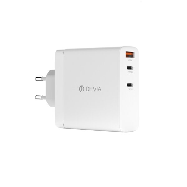 Devia wall charger Extreme PD GaN 140W 2x USB-C 1x USB white for laptops