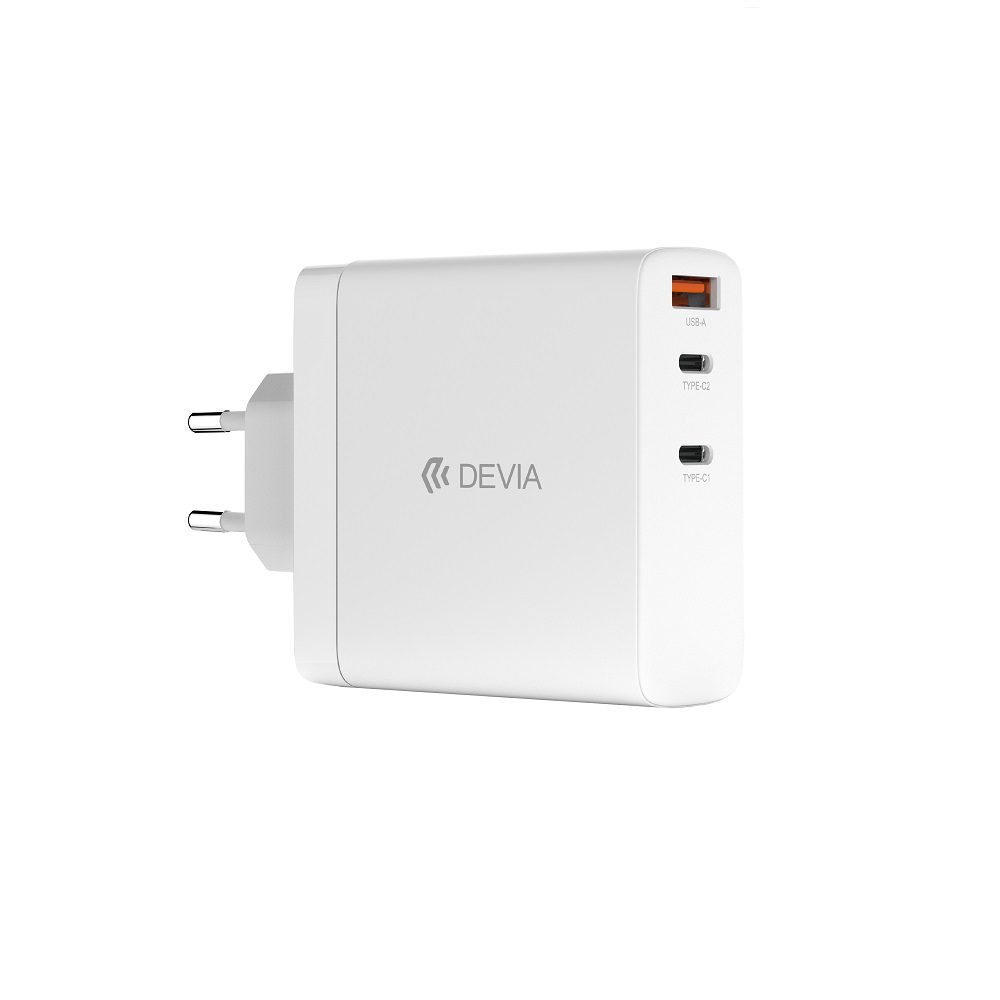 429385_oryg Devia wall charger Extreme PD GaN 140W 2x USB-C 1x USB white for laptops
