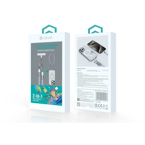 Devia cable lanyard 2in1 PD USB-C - Lightning 1,2 m 27W black