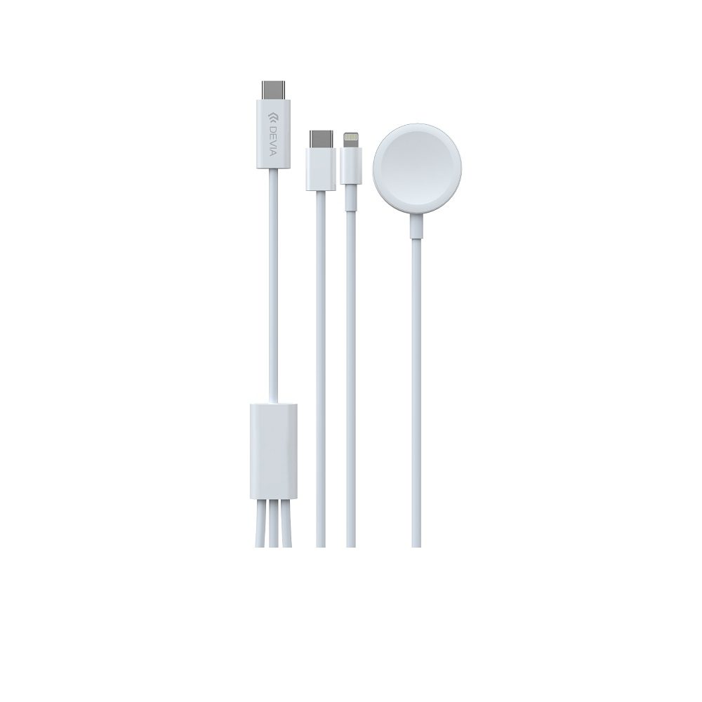 429568_oryg Devia cable 3in1 Smart EA520 USB-C - USB-C + Lightning white with inductive magnetic charger for Apple Watch