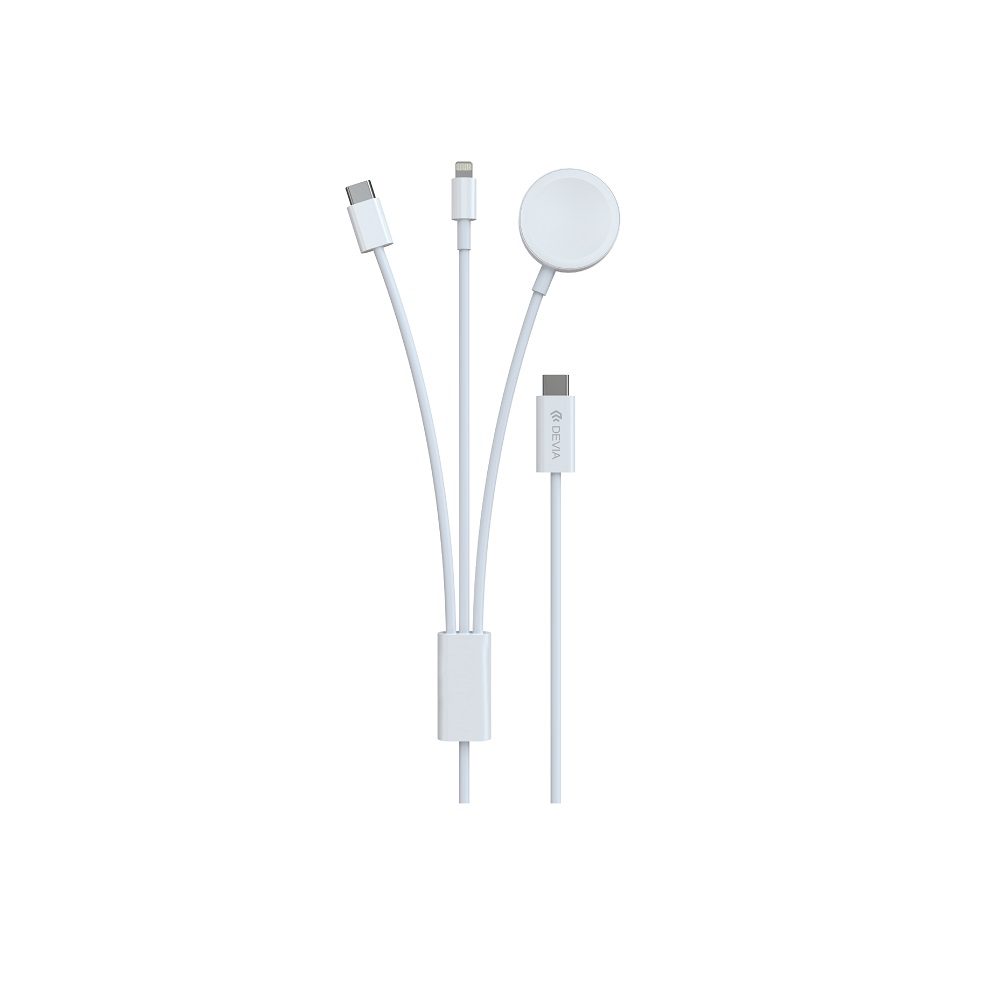 429569_oryg Devia cable 3in1 Smart EA520 USB-C - USB-C + Lightning white with inductive magnetic charger for Apple Watch