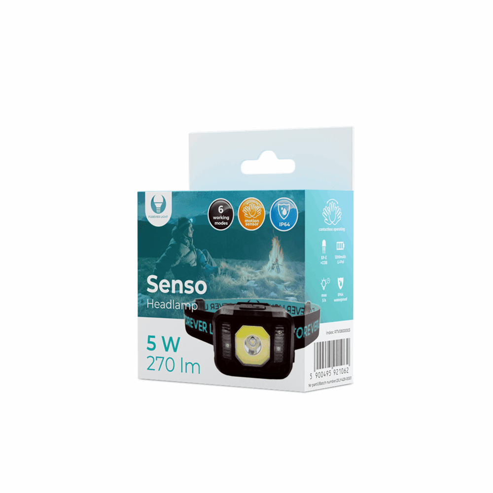 429598_oryg LED Headlamp Senso XP-E 3W + COB 3W with sensor 270lm 1200mAh Li-Pol Forever Light