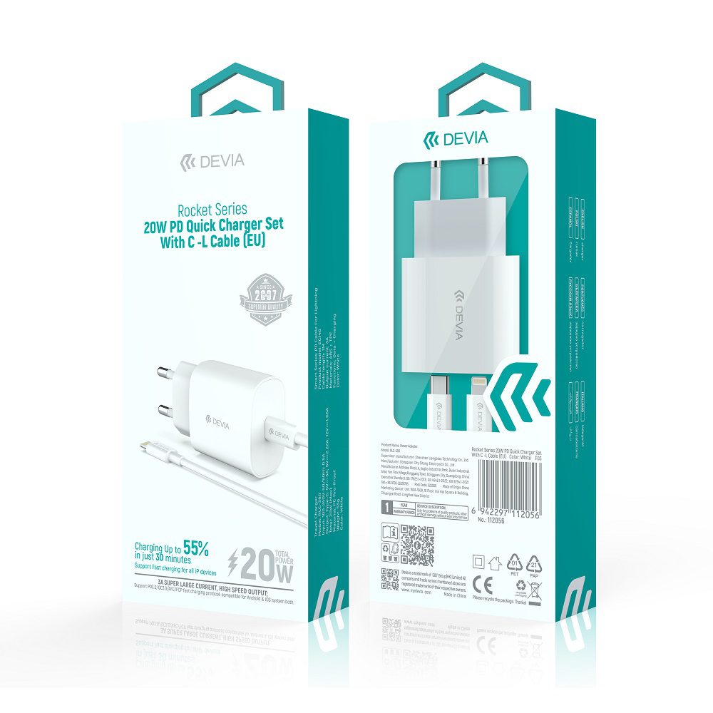 Devia wall charger Rocket PD 20W 1x USB-C white