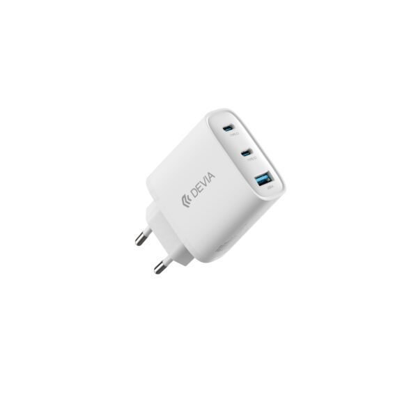 Devia wall charger Extreme PD GaN 65W 2x USB-C 1x USB white + cable USB-C - USB-C laptop charger