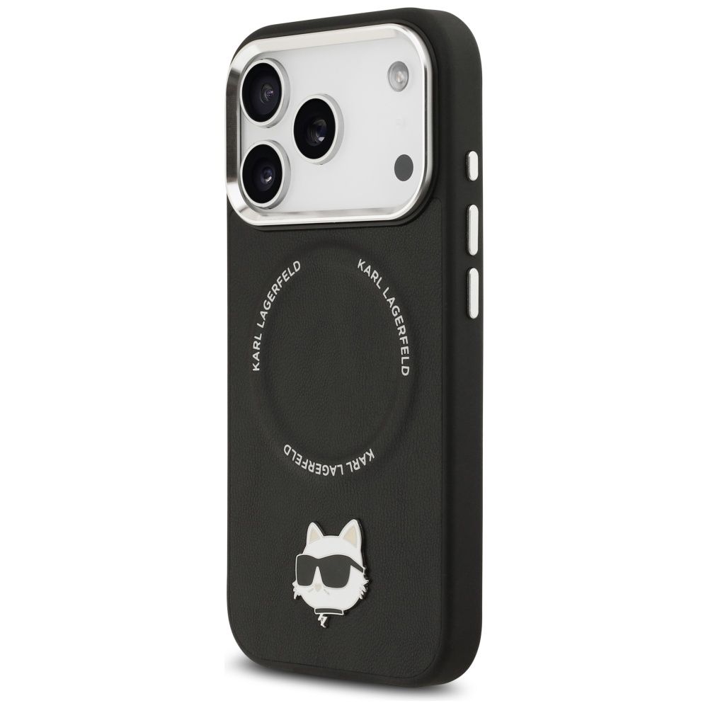 430108e556b5fd02628ca1f1ab425ce7 KARL LAGERFELD case for IPHONE 17 Pro Max compatible with MagSafe KLHMP17XPSMLRCHK (PU Choupette Pin) black