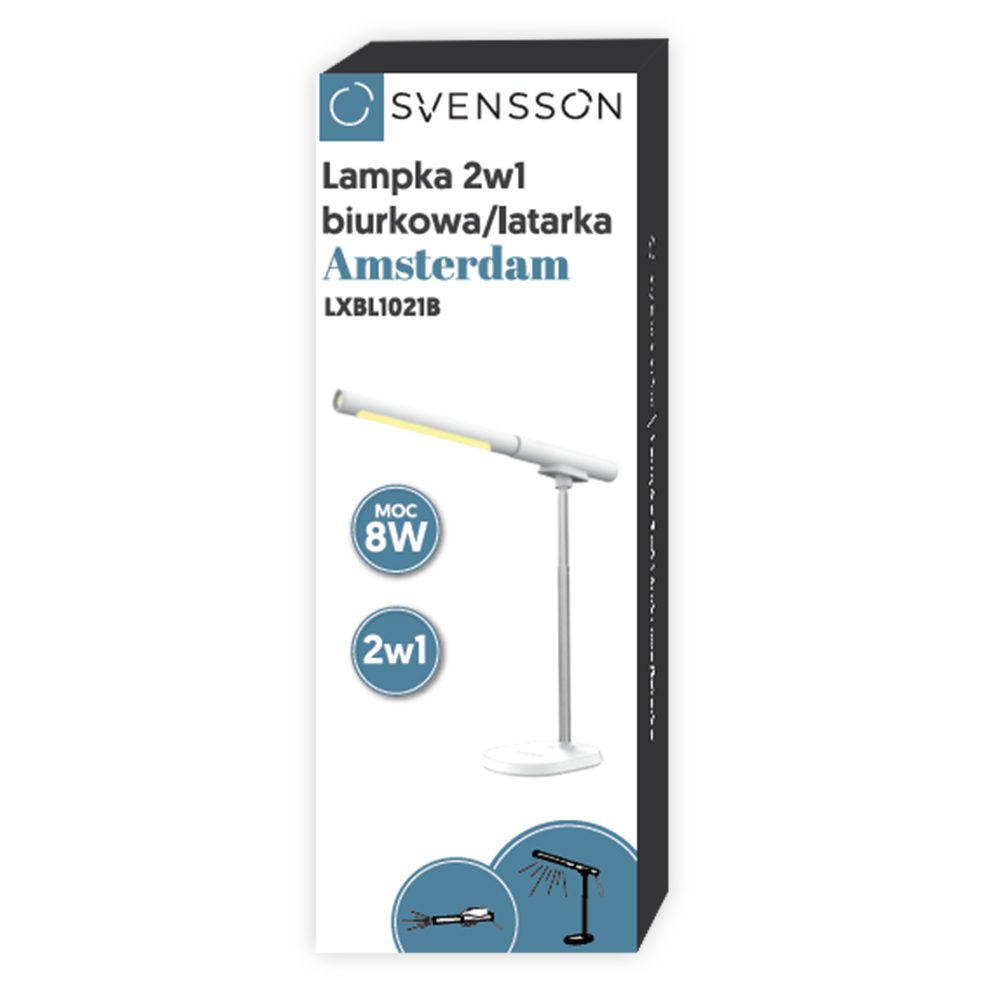 431985_oryg Svensson Desk lamp/flashlight 2in1 AMSTERDAM magnetic-detatchable 8W white