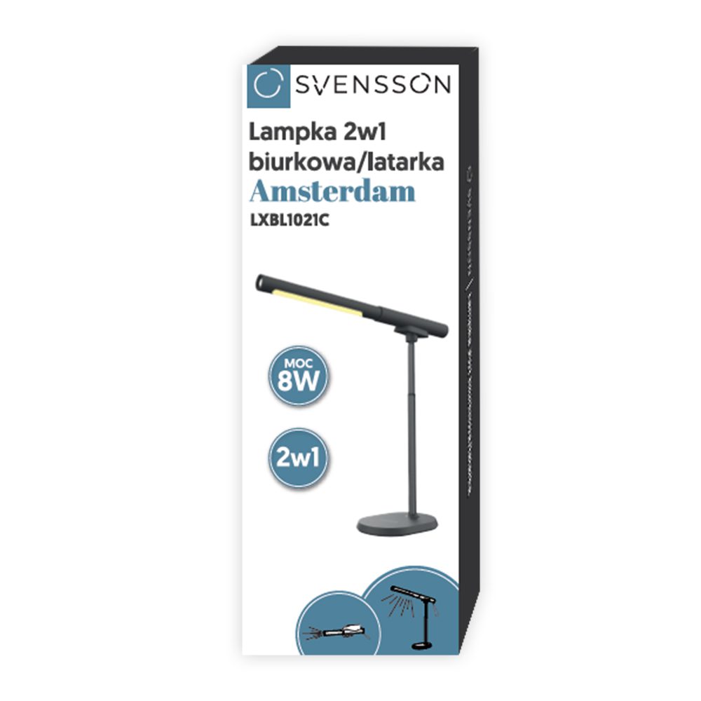 431989_oryg Svensson Desk lamp/flashlight 2in1 AMSTERDAM magnetic-detatchable 8W black