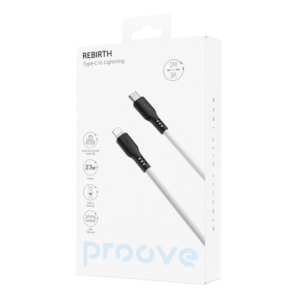 Proove kabel Rebirth USB-C - Lightning 1m 27W biały