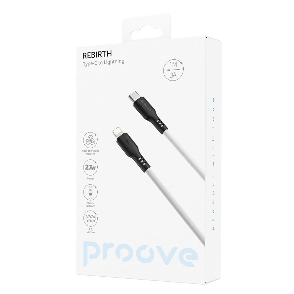 433344_oryg Proove kabel Rebirth USB-C - Lightning 1m 27W biały
