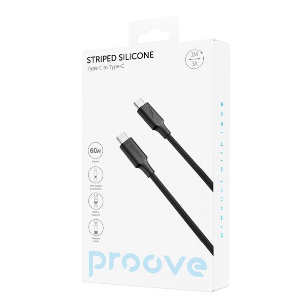 433354_oryg Proove cable Striped Silicone USB-C - USB-C 1m 60W black