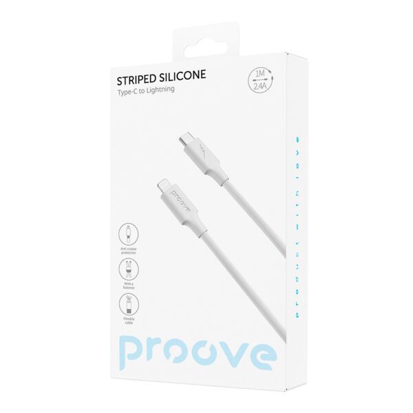 433362_oryg Proove cable Striped Silicone USB-C - Lightning 1m 3A white