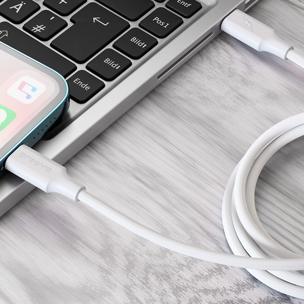 433363_oryg Proove cable Striped Silicone USB-C - Lightning 1m 3A white