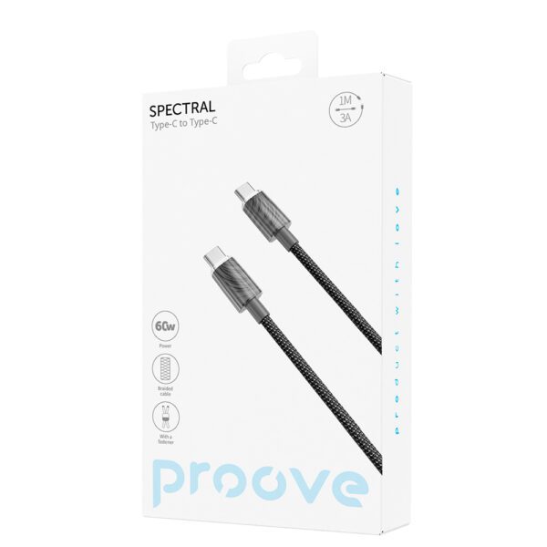 Proove cable Spectral USB-C - USB-C 1m 3A gray