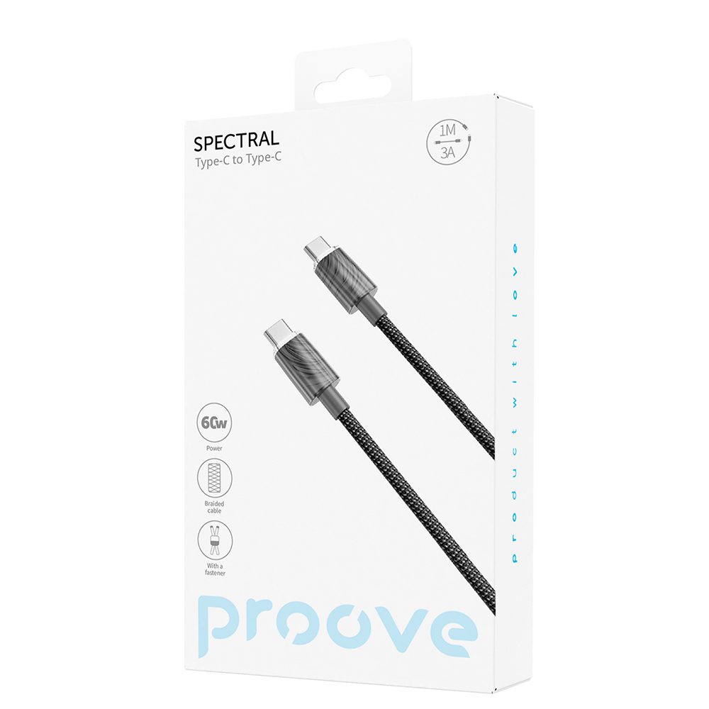 433371_oryg Proove cable Spectral USB-C - USB-C 1m 3A gray