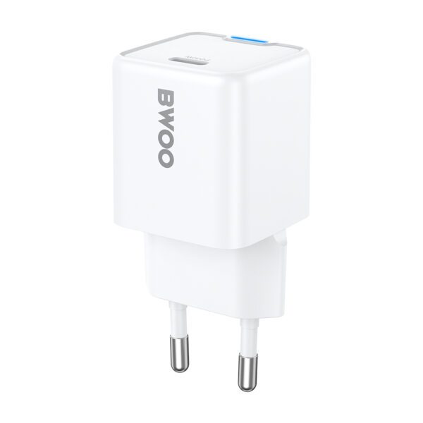 BWOO GaN PD wall charger 1x USB-C port 1A 30W white