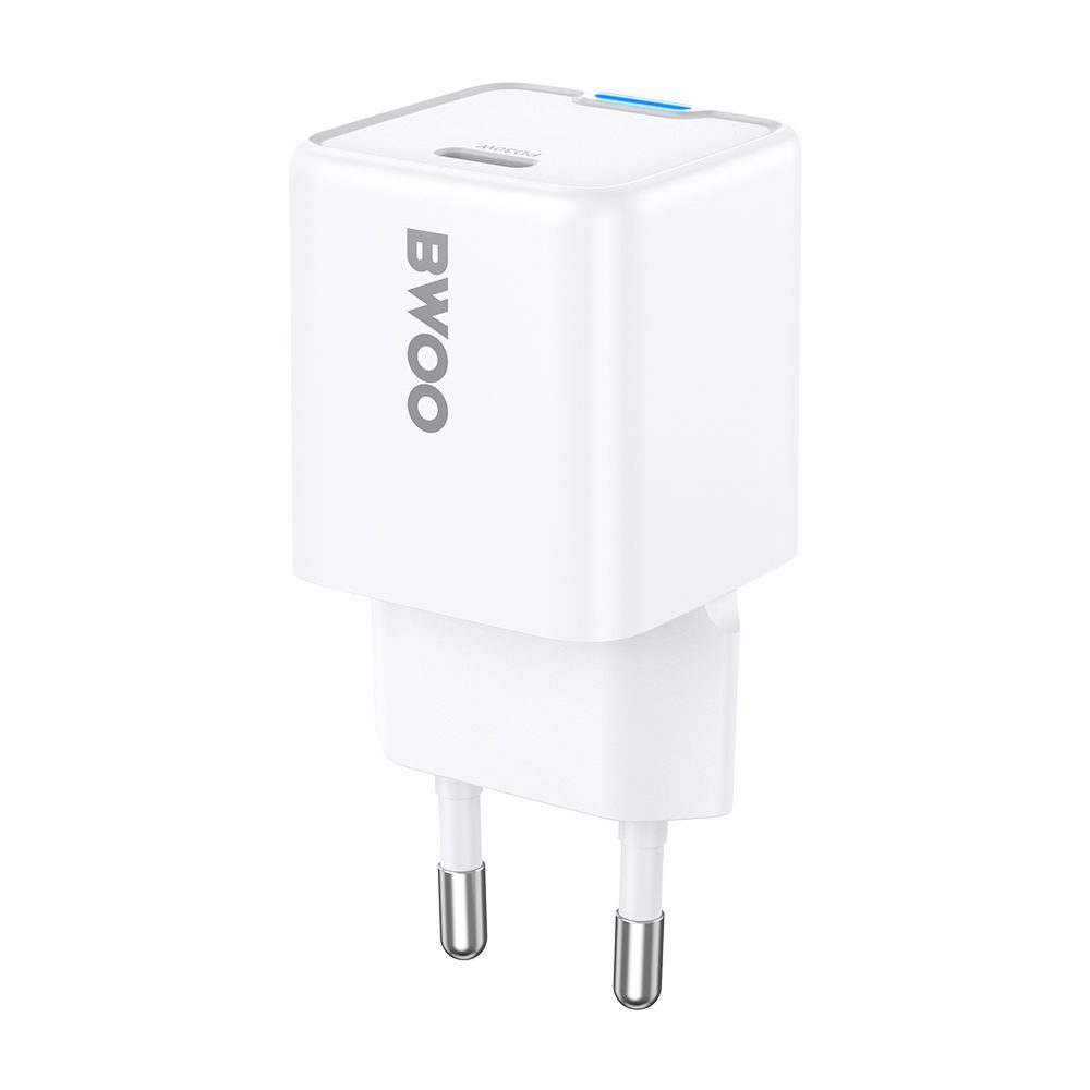 BWOO GaN PD wall charger 1x USB-C port 1A 30W white