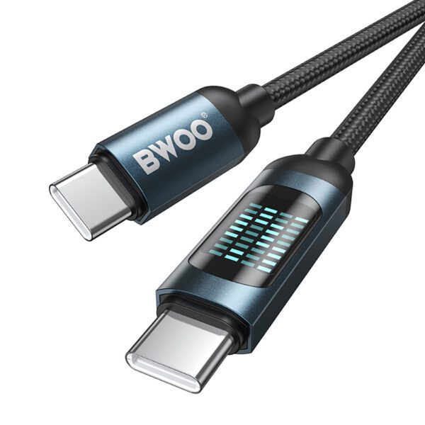 BWOO USB-C - USB-C cable 1m 60W with LED display, braided, black