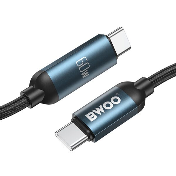 BWOO USB-C - USB-C cable 1m 60W with LED display, braided, black
