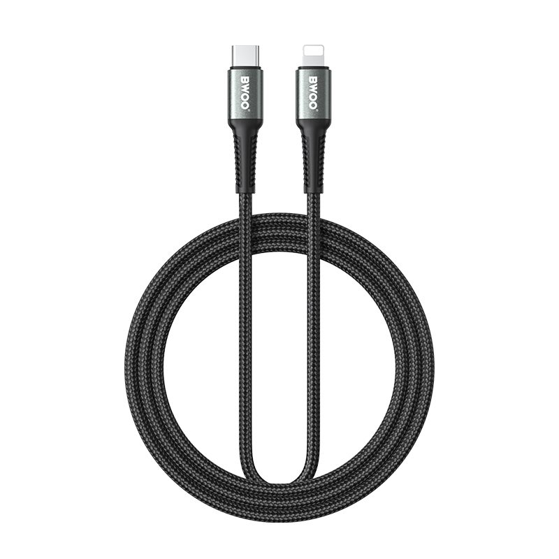 BWOO Braided Cable USB-C - Lightning 2m 30W black