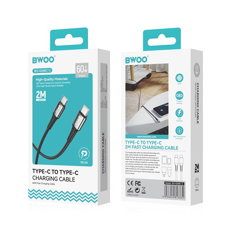 433583_oryg BWOO Braided Cable USB-C - USB-C 2m 60W black