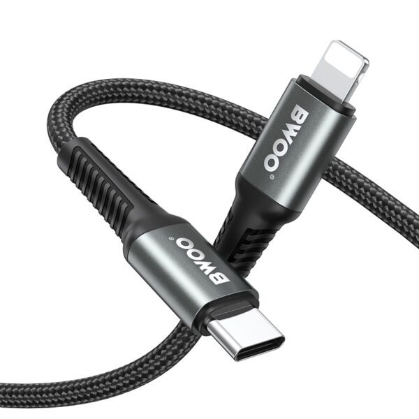 BWOO Braided Cable USB-C - Lightning 3m 30W black