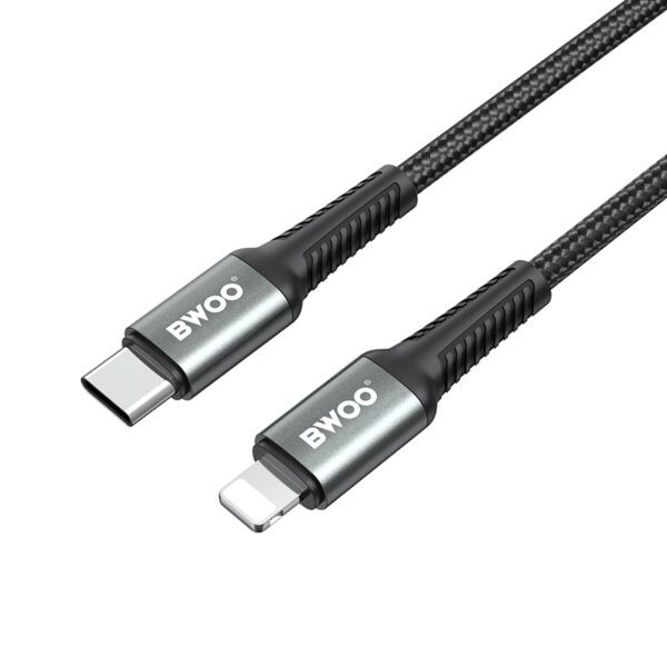 BWOO Braided Cable USB-C - Lightning 3m 30W black