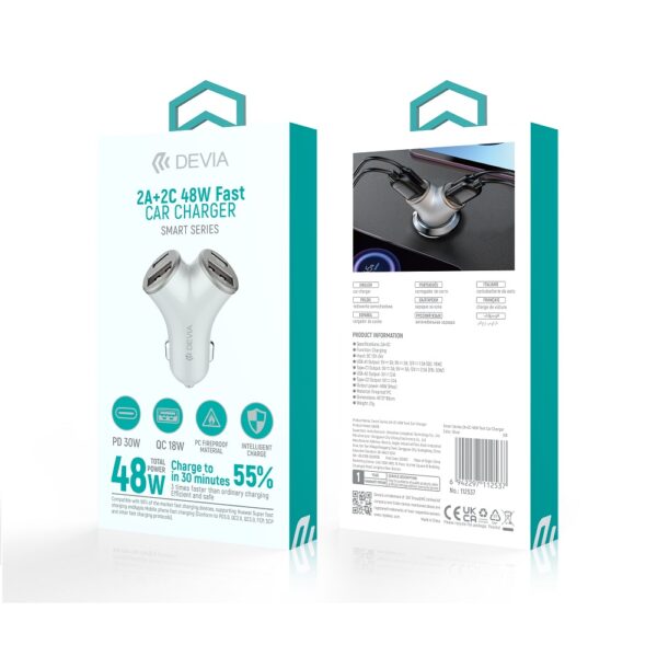 434456_oryg Devia car charger Extreme Metal PD 48W 2x USB 2x USB-C silver