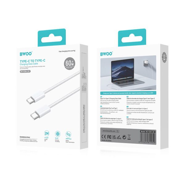BWOO Cable USB-C - USB-C 2m 60W white