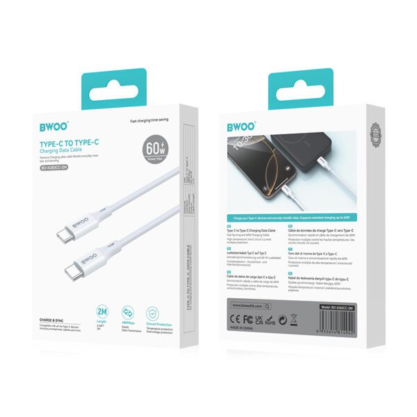 434483_oryg BWOO Cable USB-C - USB-C 2m 60W ABS + TPE white