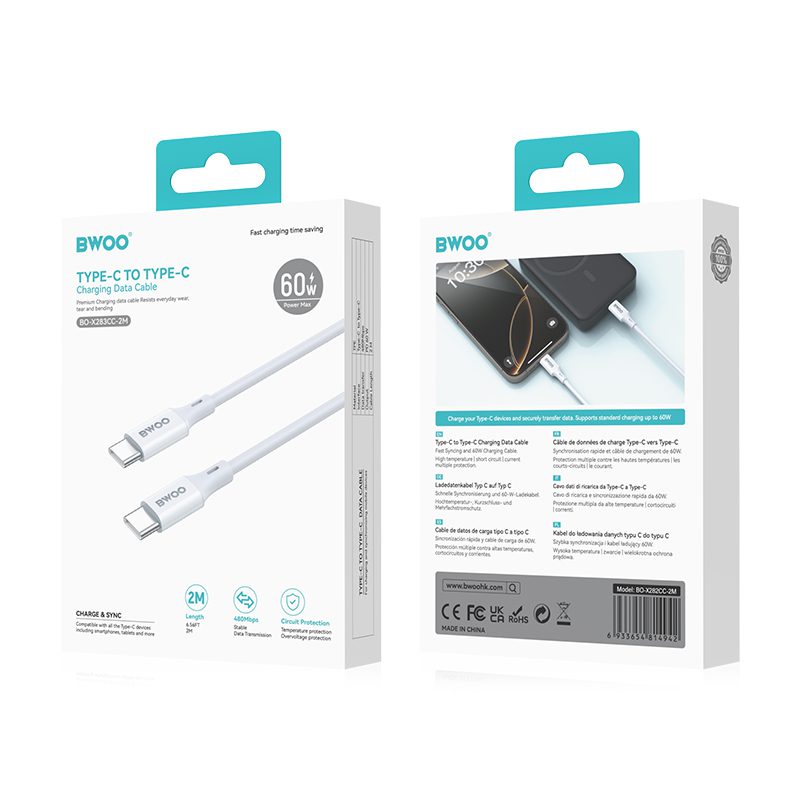 434483_oryg BWOO Cable USB-C - USB-C 2m 60W ABS + TPE white