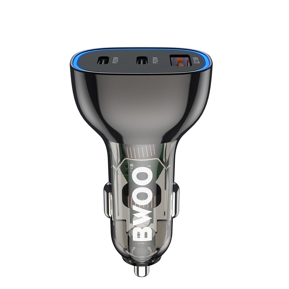 BWOO PD car charger 2x USB-C port + USB-A 68W black