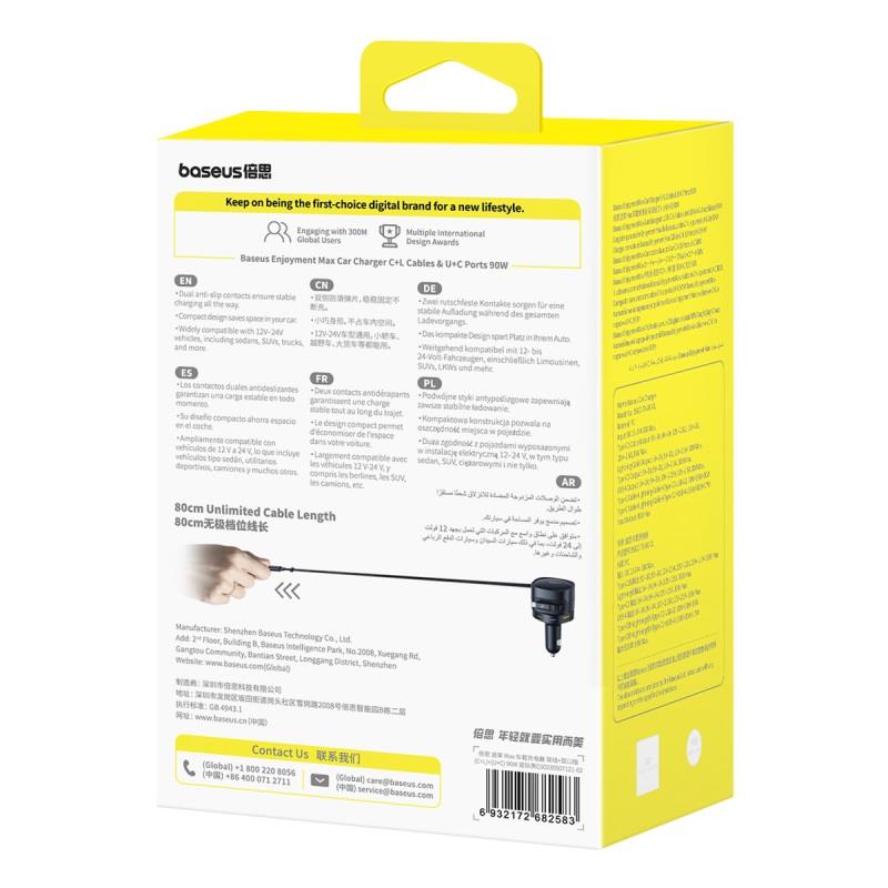 434707_oryg Baseus PD car charger 1x USB-C + USB-A port 90W black