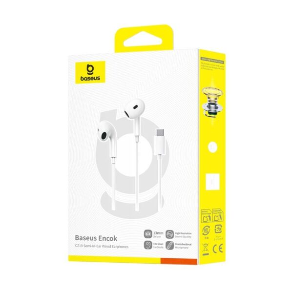 OS-Baseus Encok CZ19 Wired Earphones Moon White