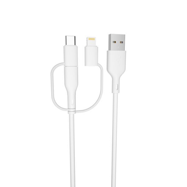 Forever recycling  cable 3w1 1,5m 2,4A USB-A -USB-C+ microUSB  + Lightning KR3W1-00 white