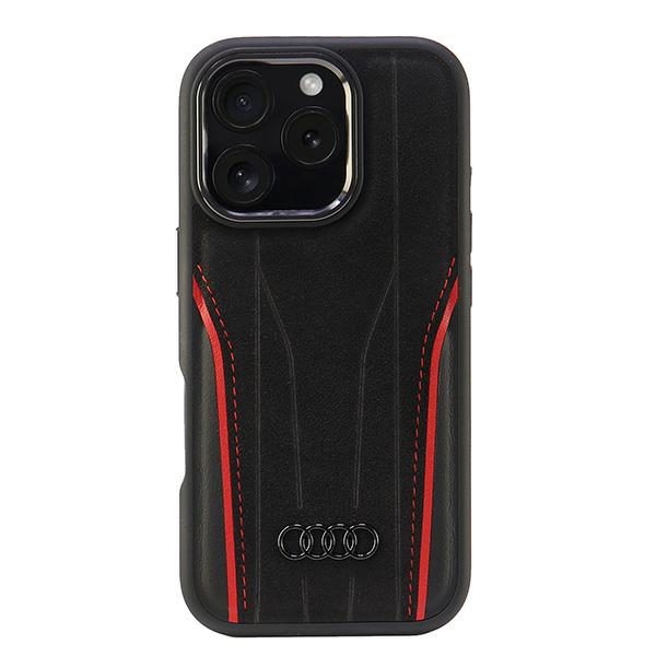 Audi Genuine Leather MagSafe case for iPhone 16 Pro 6.3" black-red