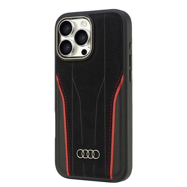 Audi Genuine Leather MagSafe case for iPhone 16 Pro Max 6.9" black-red