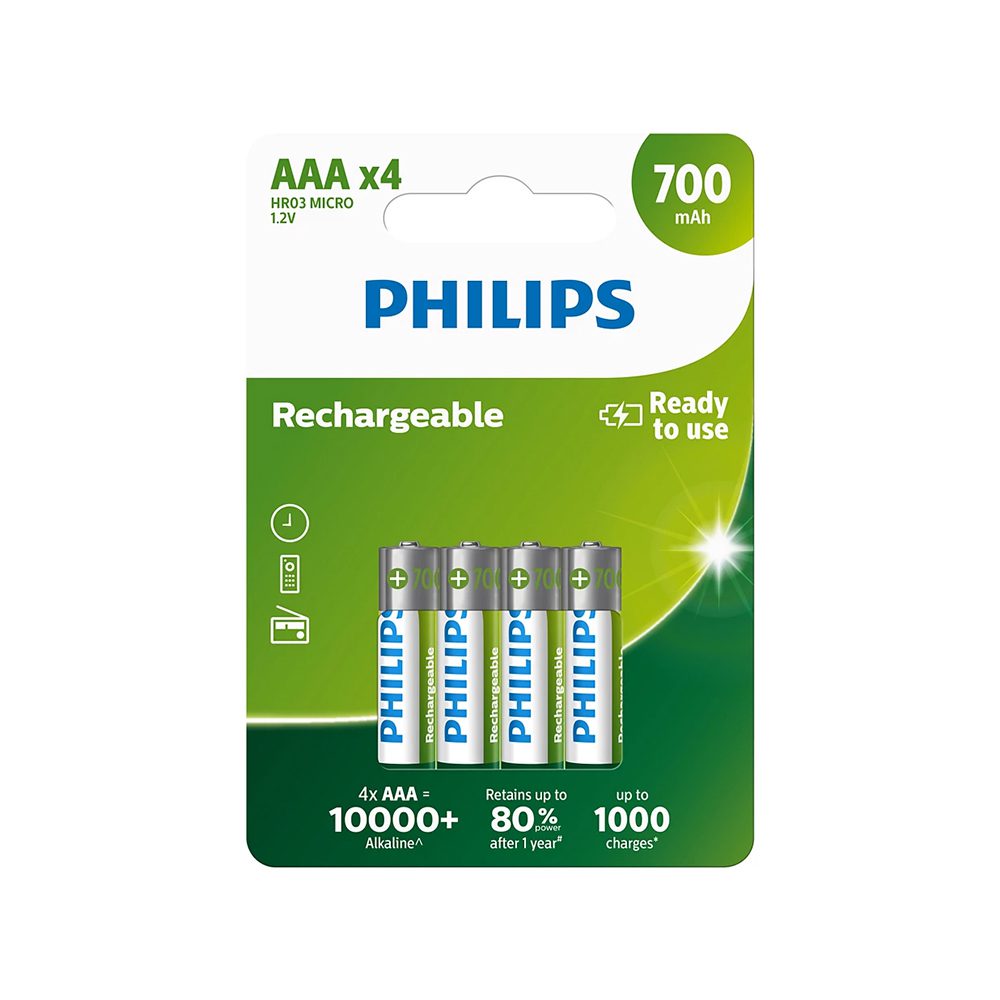PHILIPS Rechargable battery AAA NiMH 700mAh set of 4pcs.