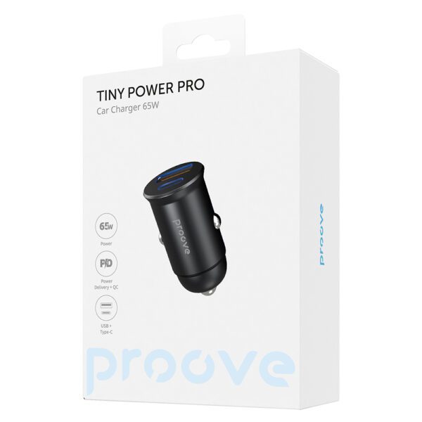 Proove Tiny Power Pro PD car charger USB-C + USB-A 65W black