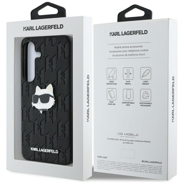 437366_oryg Karl Lagerfeld HC PU Monogram Choupette Head Pin case for Samsung Galaxy S25 black