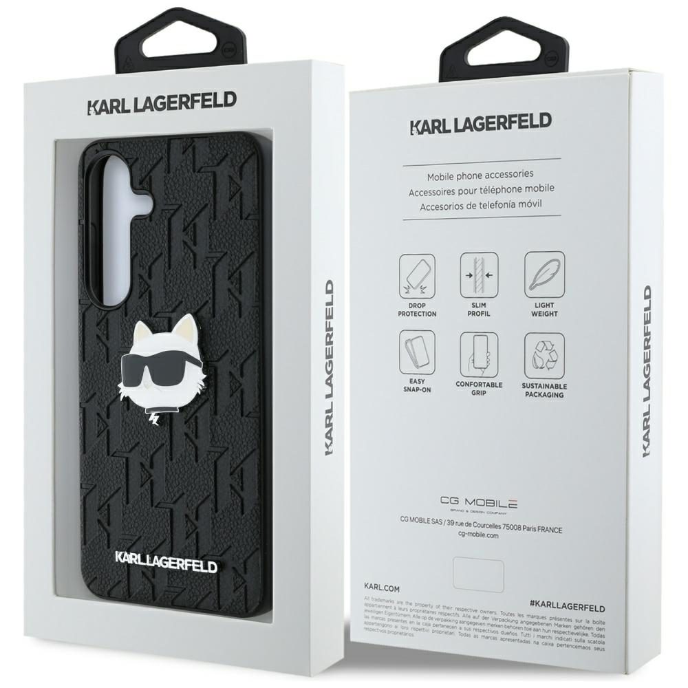 437366_oryg Karl Lagerfeld HC PU Monogram Choupette Head Pin case for Samsung Galaxy S25 black