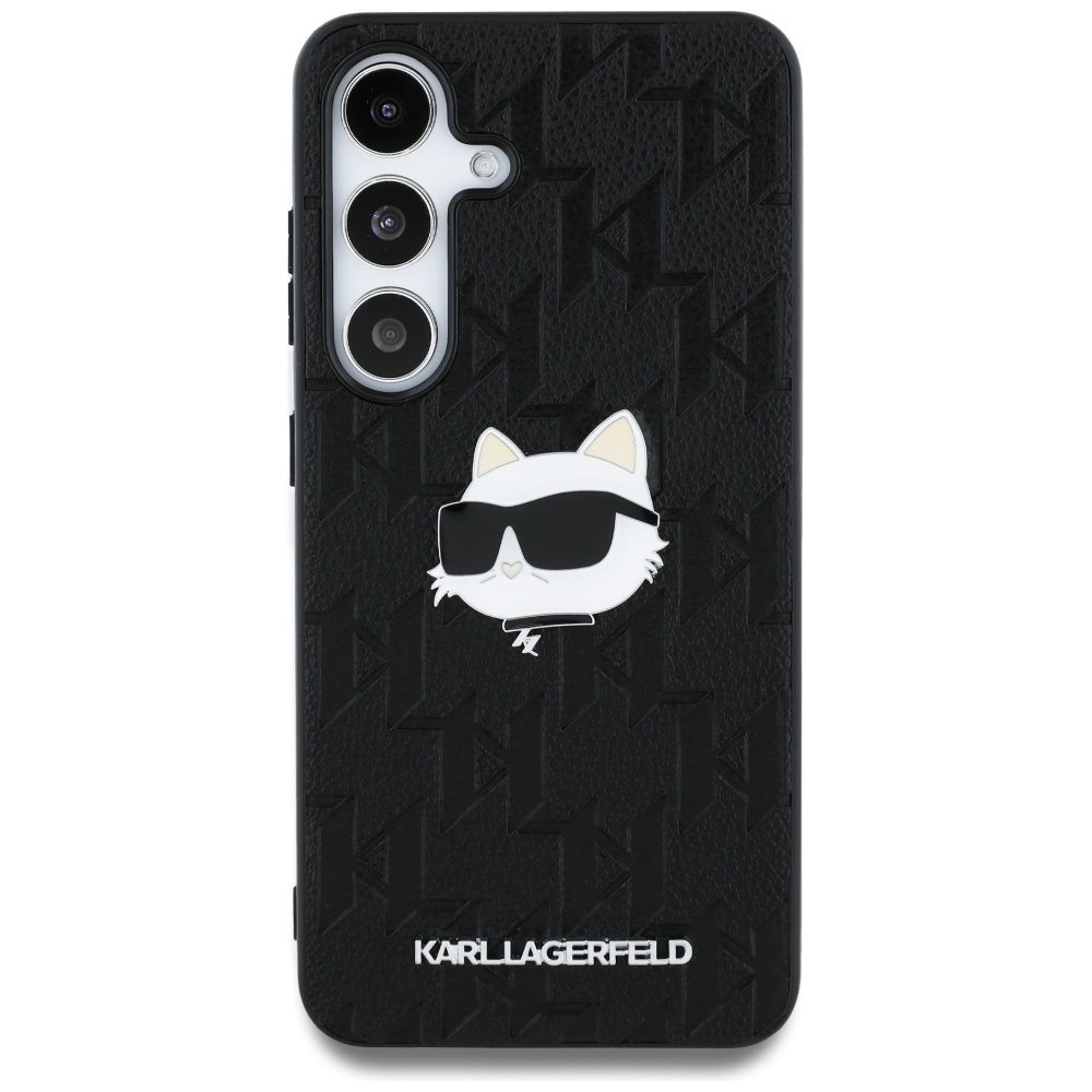 437369_oryg Karl Lagerfeld HC PU Monogram Choupette Head Pin case for Samsung Galaxy S25 Plus black