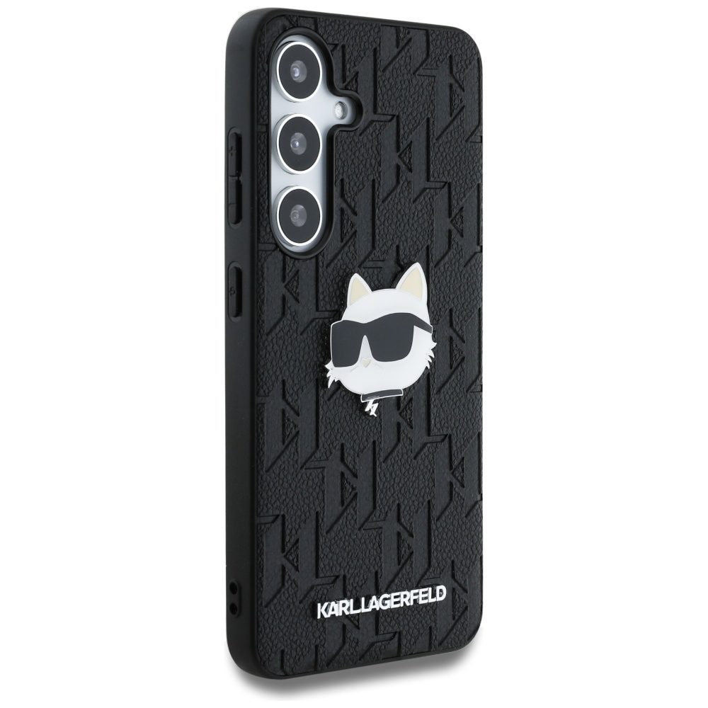 437370_oryg Karl Lagerfeld HC PU Monogram Choupette Head Pin case for Samsung Galaxy S25 Plus black