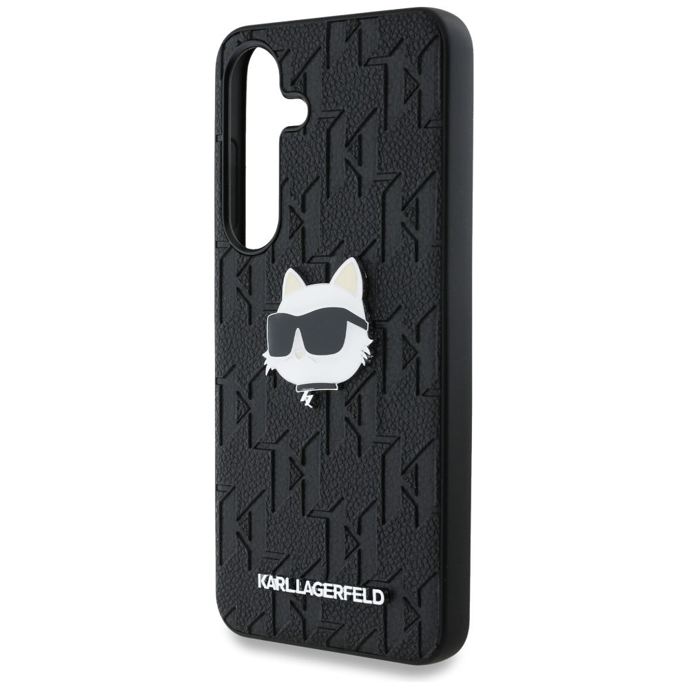 437372_oryg Karl Lagerfeld HC PU Monogram Choupette Head Pin case for Samsung Galaxy S25 Plus black