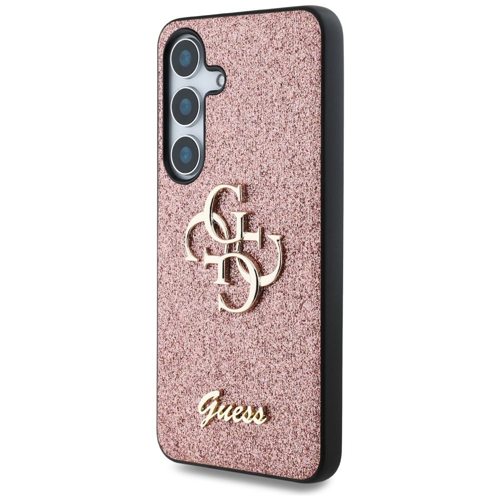 Guess HC Fixed Glitter Big 4G case for Samsung Galaxy S25 pink
