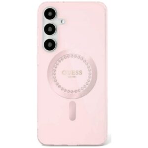 Guess HC Magnetic IML Rhinestones case for Samsung Galaxy S25 pink