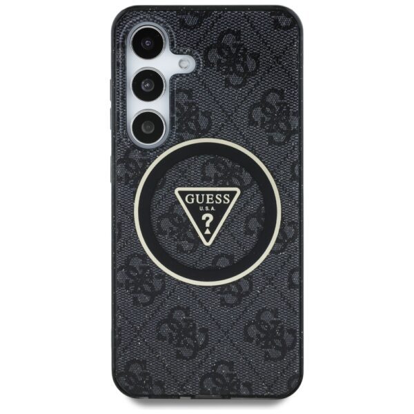 Guess HC Magnetic IML Metal Glitter 4G Circle Triangle case for Samsung Galaxy S25 black
