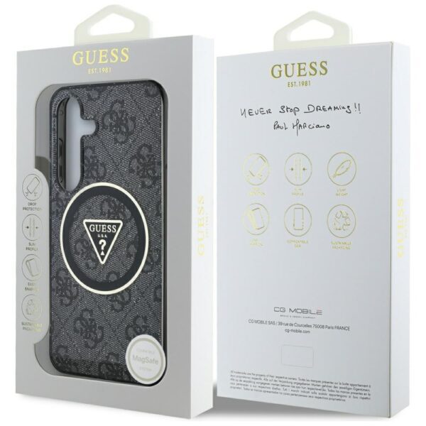 Guess HC Magnetic IML Metal Glitter 4G Circle Triangle case for Samsung Galaxy S25 black