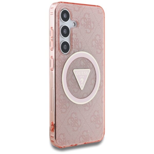 Guess HC Magnetic IML Metal Glitter 4G Circle Triangle case for Samsung Galaxy S25 pink