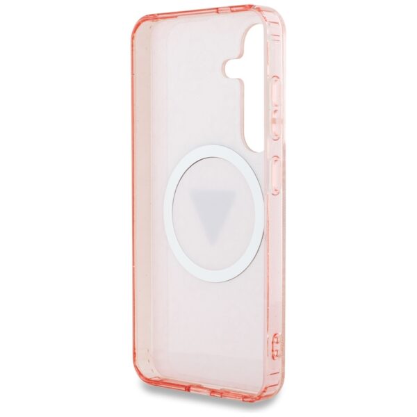 Guess HC Magnetic IML Metal Glitter 4G Circle Triangle case for Samsung Galaxy S25 pink